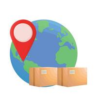 box, location with earth illustration vector