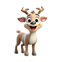 AI generated 3D cute cartoon reindeer on transparent background. png