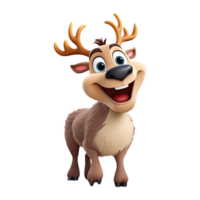 AI generated 3D cute cartoon reindeer on transparent background. png