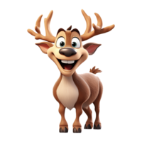 AI generated 3D cute cartoon reindeer on transparent background. png