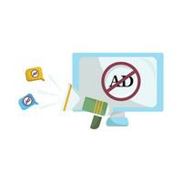 no ads in computer with megaphone illustration vector