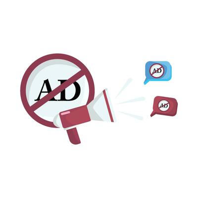 no ads with megaphone illustration