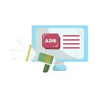 ads in computer with megaphone illustration vector