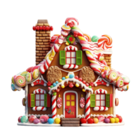 AI generated Christmas gingerbread home isolated on the transparent background png