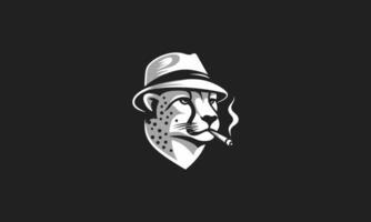 head cheetah smoking vector mascot design