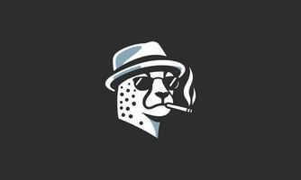 head cheetah wearing hat and smoking vector design