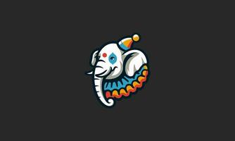 head elephant clown vector mascot design