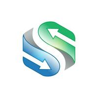 3d arrow letter s abstract vector logo eps