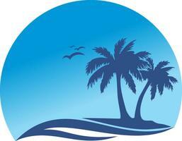 playa palma árbol trópico logo vector