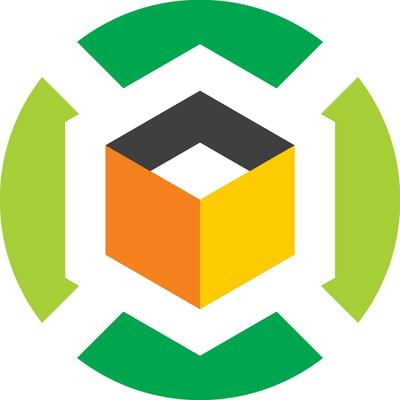 3d box in circle bussiness logo