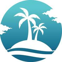 beach palm tree travel holiday vector logo