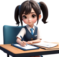 AI generated cute Student girl png