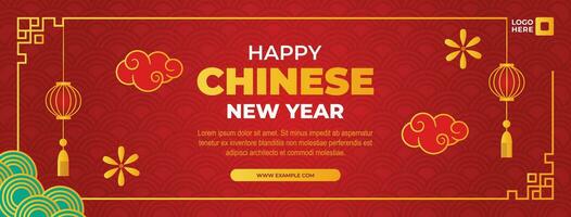 Chinese New Year Landing Page. Vector Illustration of Outline Design