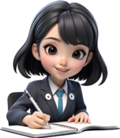 AI generated cute Student girl png