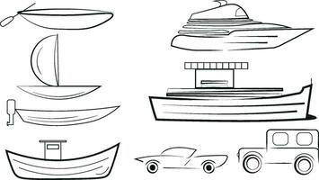 ship and boat line art vector