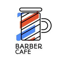 Red Blue Barber Shop Cafe coffee mug logo concept design illustration vector