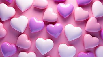 AI generated Glossy hearts pink purple 14 february ai generated background image photo