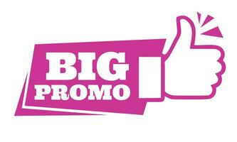 Big Promo Thumb Tag Banner Illustration. Purple Vector Element for shop retail