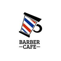 Red Blue Barber Shop Cafe coffee mug logo concept design illustration vector