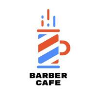 Red Blue Barber Shop Cafe coffee mug logo concept design illustration vector