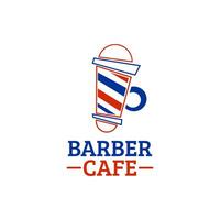 Red Blue Barber Shop Cafe coffee mug logo concept design illustration vector
