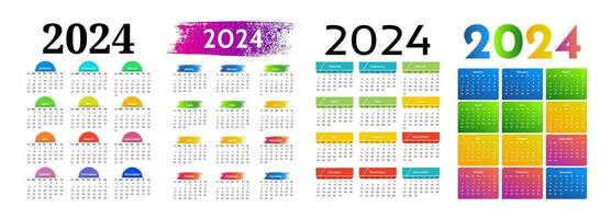 Calendar for 2024 isolated on a white background vector