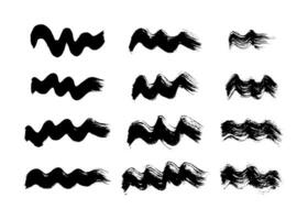 Black wavy grunge brush strokes vector