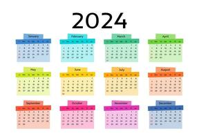 Calendar for 2024 isolated on a white background vector