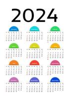 Calendar for 2024 isolated on a white background vector