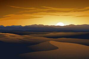 Amazing sunset in beautiful deser vector