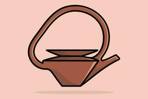 Beautiful Tea Kettle vector illustration. Kitchen interior object icon concept. Morning Tea Teapot with closed lid icon design on light orange background.
