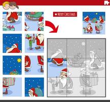 jigsaw puzzle game with Santa Clauses on Christmas vector