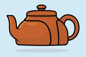 Unique Style Kettle vector illustration. Kitchen interior object icon concept. Kitchen Teapot with closed lid vector design with shadow. Restaurant kettle icon logo.
