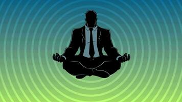Businessman Meditating Background Silhouette video