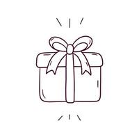 Hand Drawn illustration of gift box icon. Doodle Vector Sketch Illustration