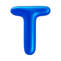 3d alphabet letter t with blue color png