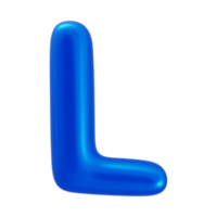 3d alfabeto lettera l con blu colore png