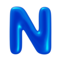 3d alphabet letter n with blue color png