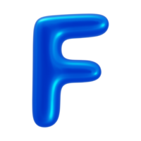 3d alfabeto letra F con azul color png