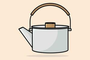 Unique Style Kettle vector illustration. Kitchen interior object icon concept. Kitchen Teapot with closed lid vector design with shadow. Restaurant kettle icon logo.
