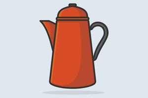 Beautiful Teakettle with Long Handle vector illustration. Kitchen interior object icon concept. House Teapot with closed lid icon design with shadow.