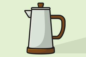 Beautiful Tea Kettle vector illustration. Kitchen interior object icon concept. Morning Tea Teapot with closed lid icon design on light orange background.