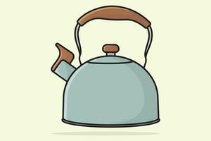 Restaurant Teapot with Closed Lid vector illustration. Kitchen interior object icon concept. Brown metal teapot icon design with shadow.