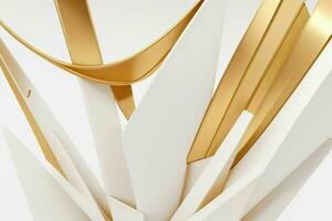 AI generated 3d rendering luxury white and golden abstract background. Pro Photo