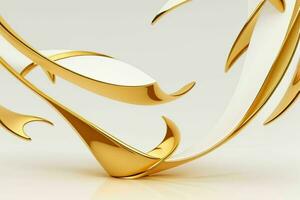 AI generated 3d rendering luxury white and golden abstract background. Pro Photo