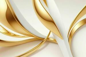 AI generated 3d rendering luxury white and golden abstract background. Pro Photo