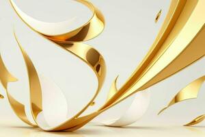 AI generated 3d rendering luxury white and golden abstract background. Pro Photo