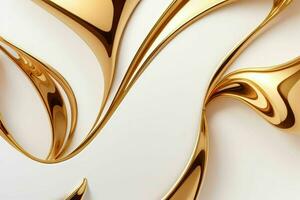 AI generated 3d rendering luxury white and golden abstract background. Pro Photo