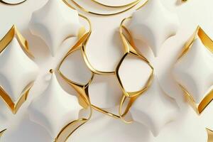 AI generated 3d rendering luxury white and golden abstract background. Pro Photo