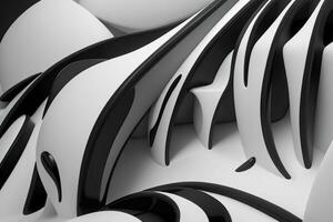 AI generated 3d rendering luxury white and black abstract background. Pro Photo